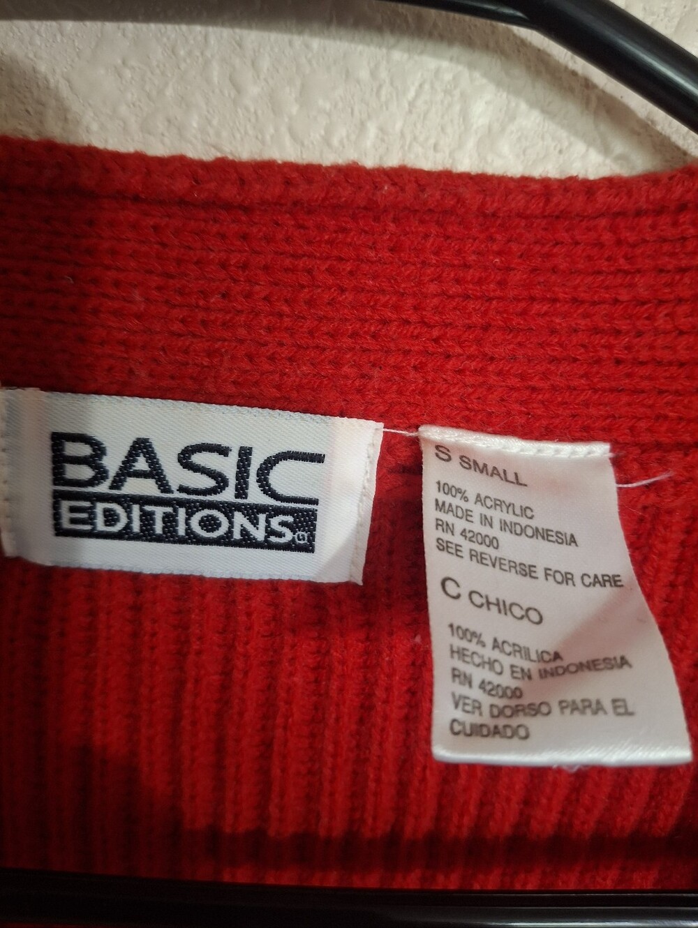 Basic Editions Red Open-Front Ribbed Cardigan Sweater - Picture 6 of 6